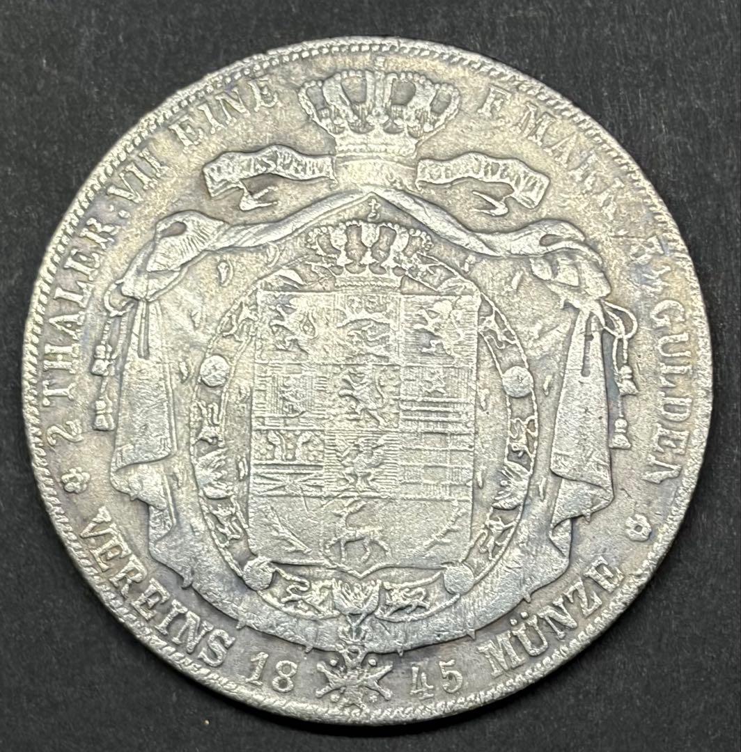 1845 ドイツ ブラウンシュヴァイク 2ターラー 銀貨 古銭