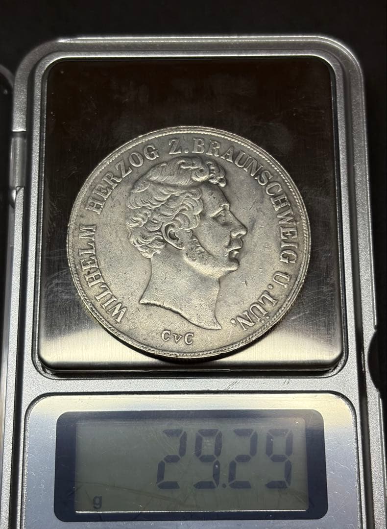 1845 ドイツ ブラウンシュヴァイク 2ターラー 銀貨 古銭