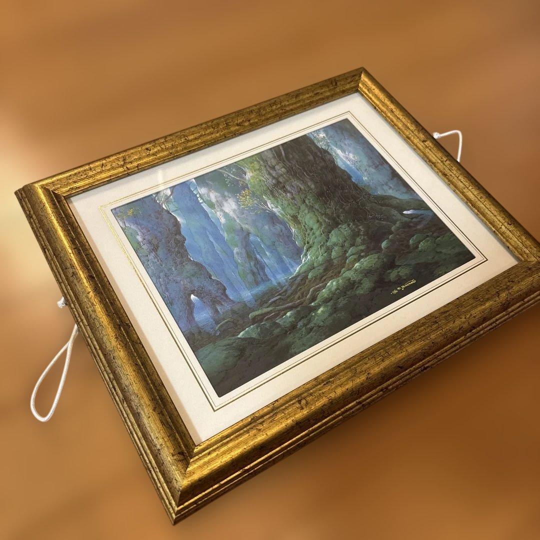 額装 ジブリ もののけ姫 山本二三展 複製原画 宮崎駿 シシ神の森 新品同様