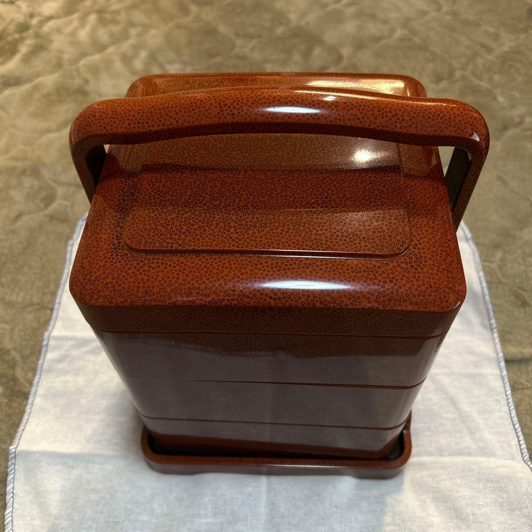 津軽塗 七々子塗 三段重 重箱 未使用
