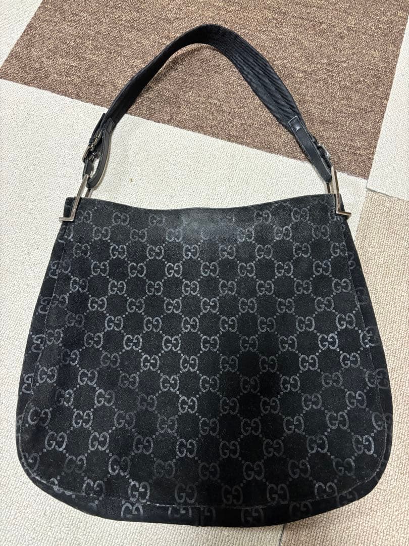 GUCCIグッチ★スエードGG柄黒ショルダーバッグ
