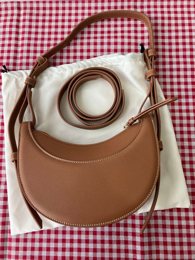 POLÈNE ブラウン レザー ショルダーバッグ