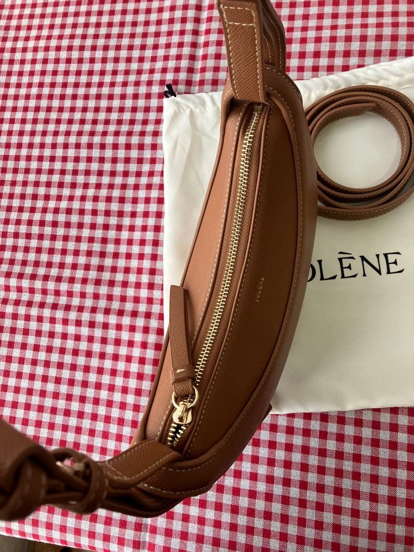 POLÈNE ブラウン レザー ショルダーバッグ