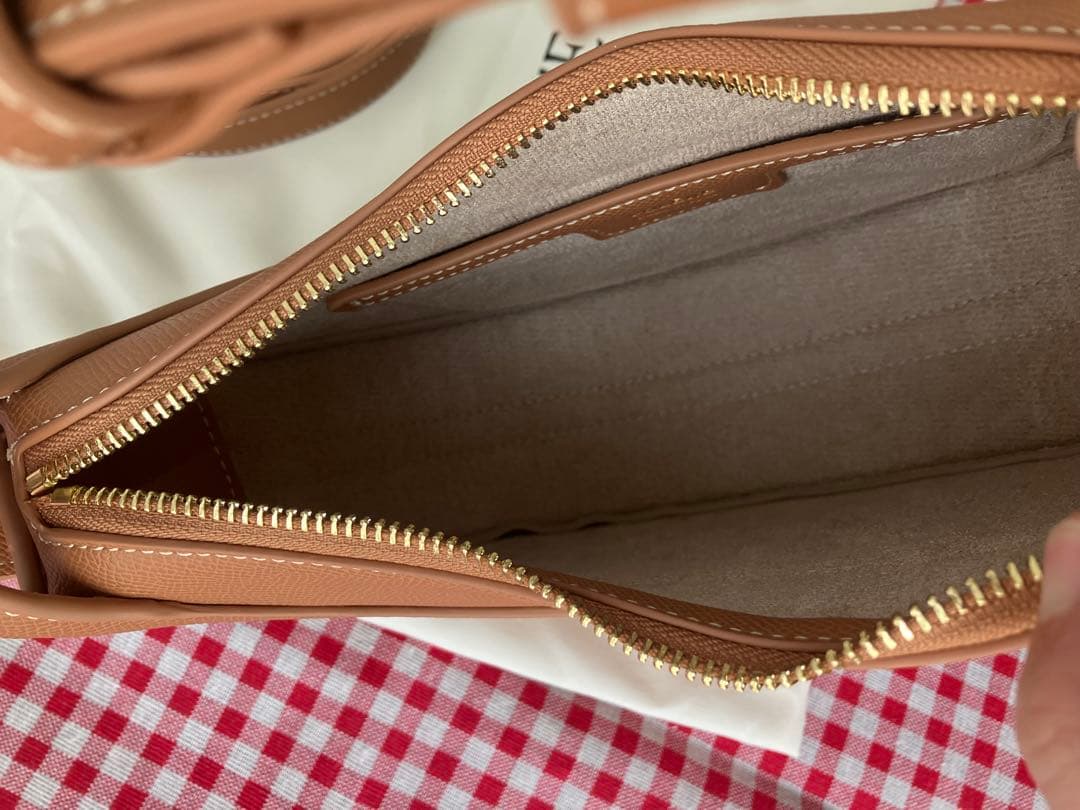 POLÈNE ブラウン レザー ショルダーバッグ