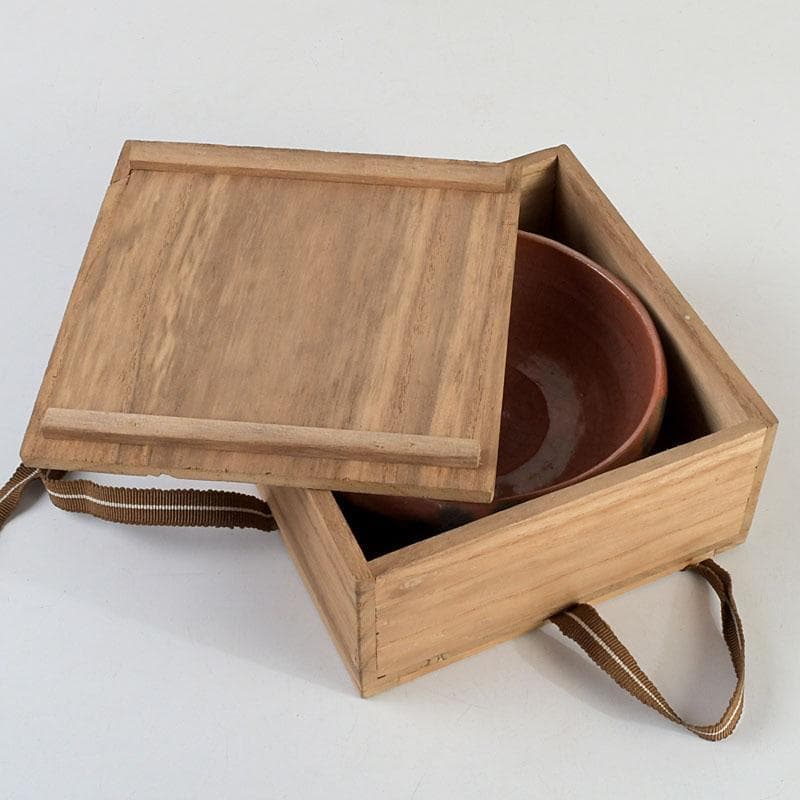 茶道具　赤楽茶碗　平茶碗　仕覆付　時代箱　V　9445