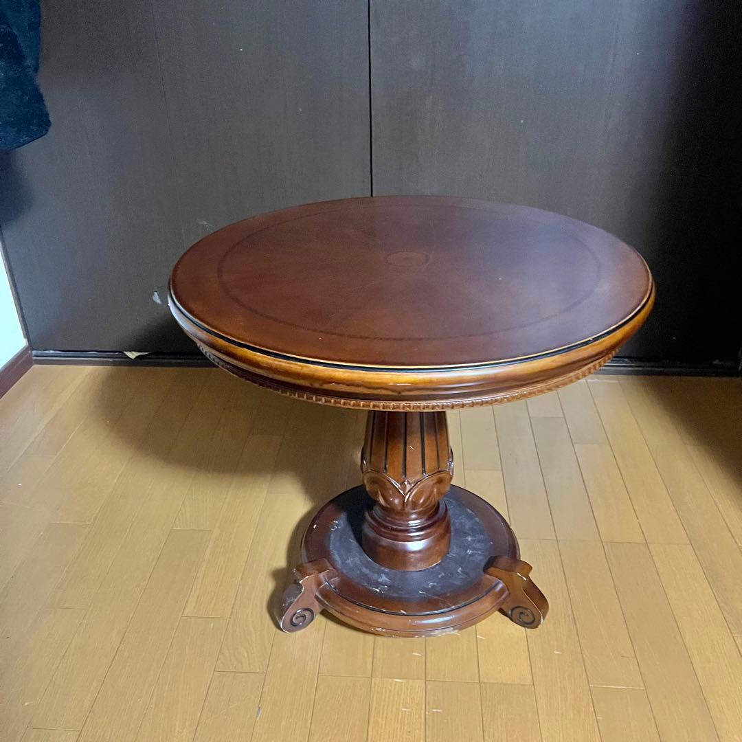 ヨーロピアン アンティーク風 丸テーブル ヴィンテージ 円卓 ラウンドテーブル