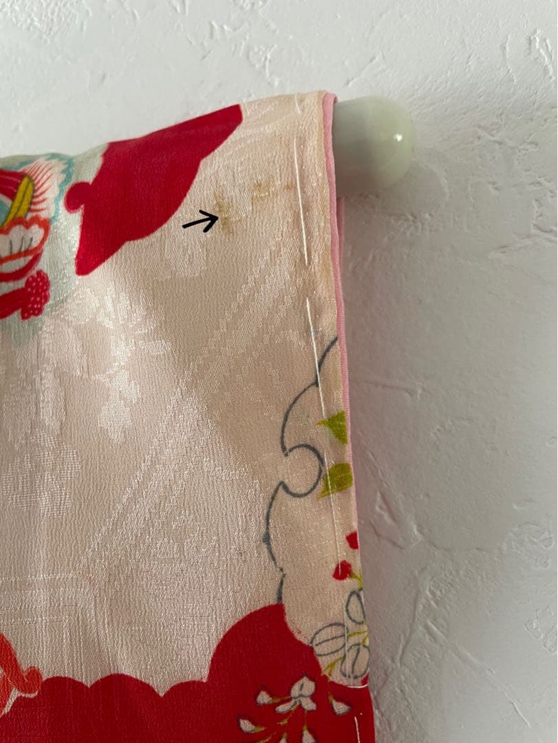 七五三　3歳　正絹　アンティークお着物セット　総絞り被布　ハンドメイド　巾着