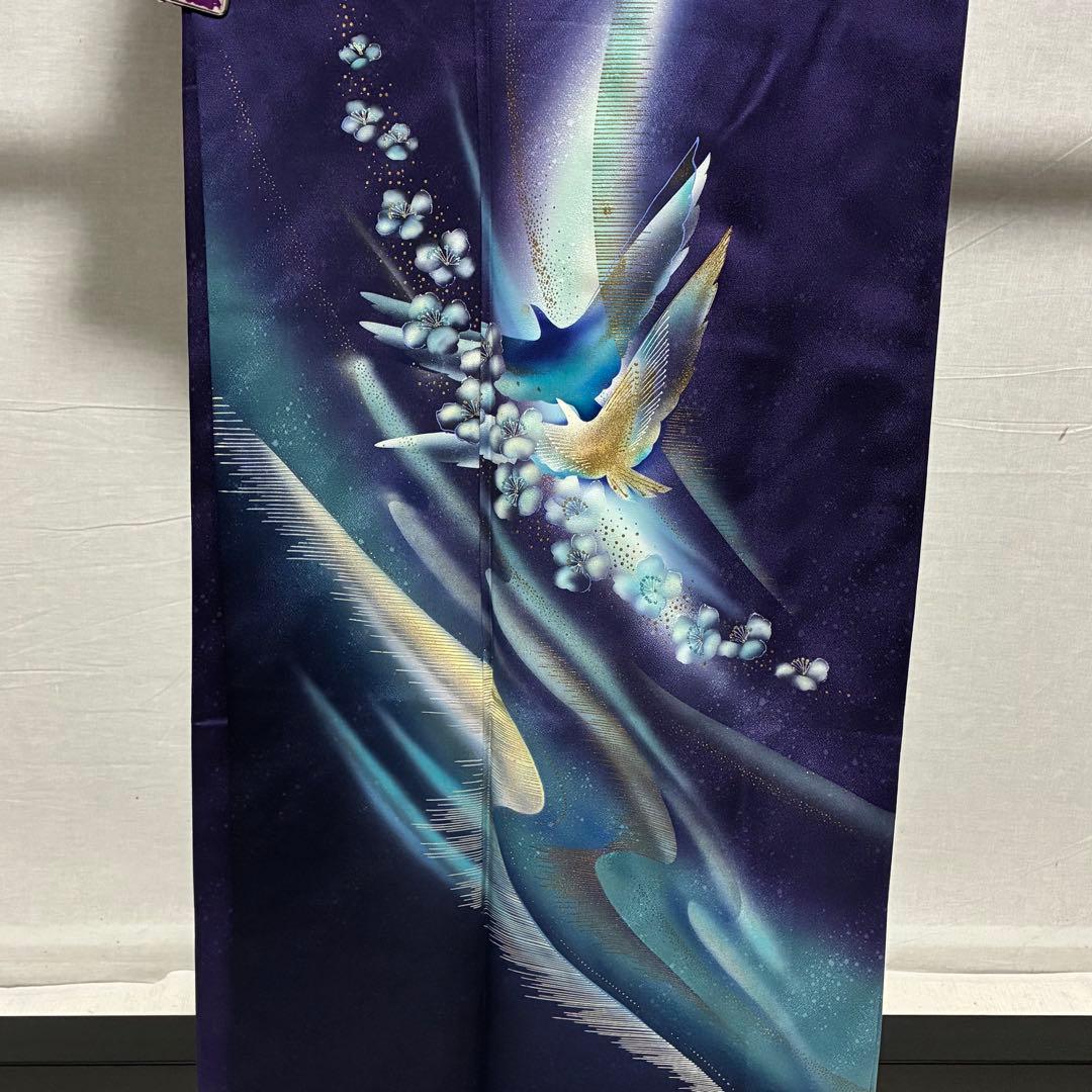 専用 D25 訪問着 秀星 鳥 花模様 正絹 着物 袷 極美品