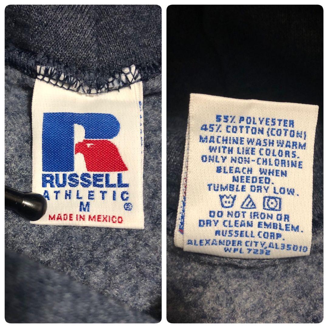 90sヴィンテージ ラッセルアスレティック無地スウェットパーカー青タグメキシコ製