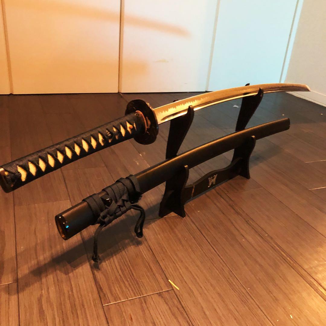 高級模造刀　居合刀　樋入り刀身　青緑拵え　亜合金刀身　名刀