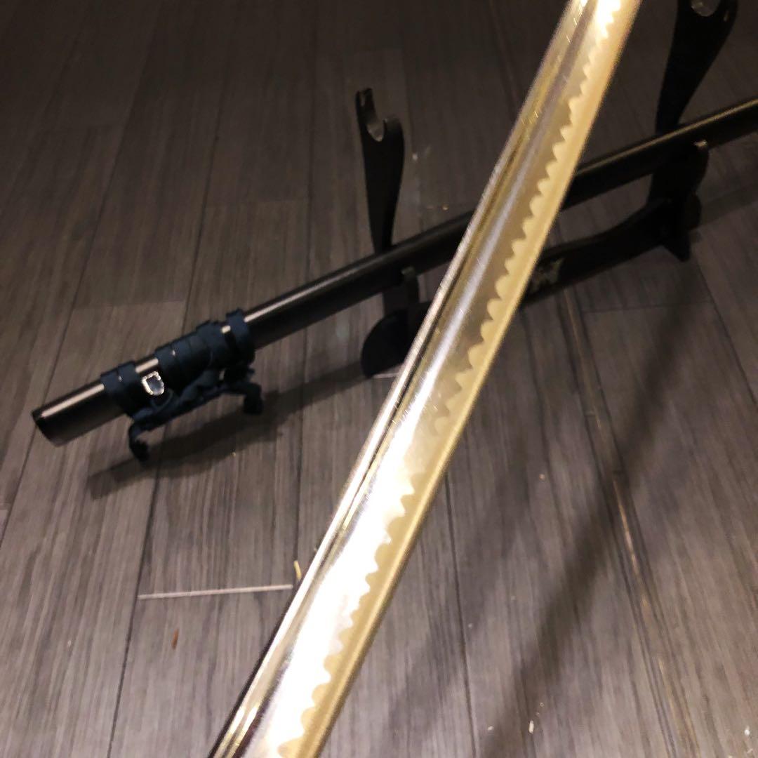 高級模造刀　居合刀　樋入り刀身　青緑拵え　亜合金刀身　名刀