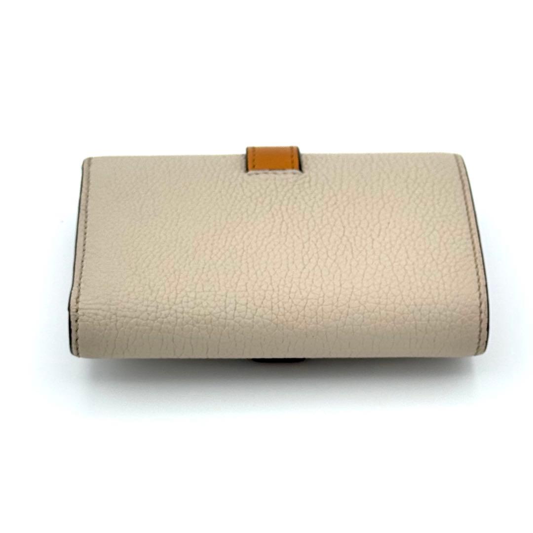 【美品】LOEWE 三つ折り財布 レザー グレージュ×コーラル　箱付き