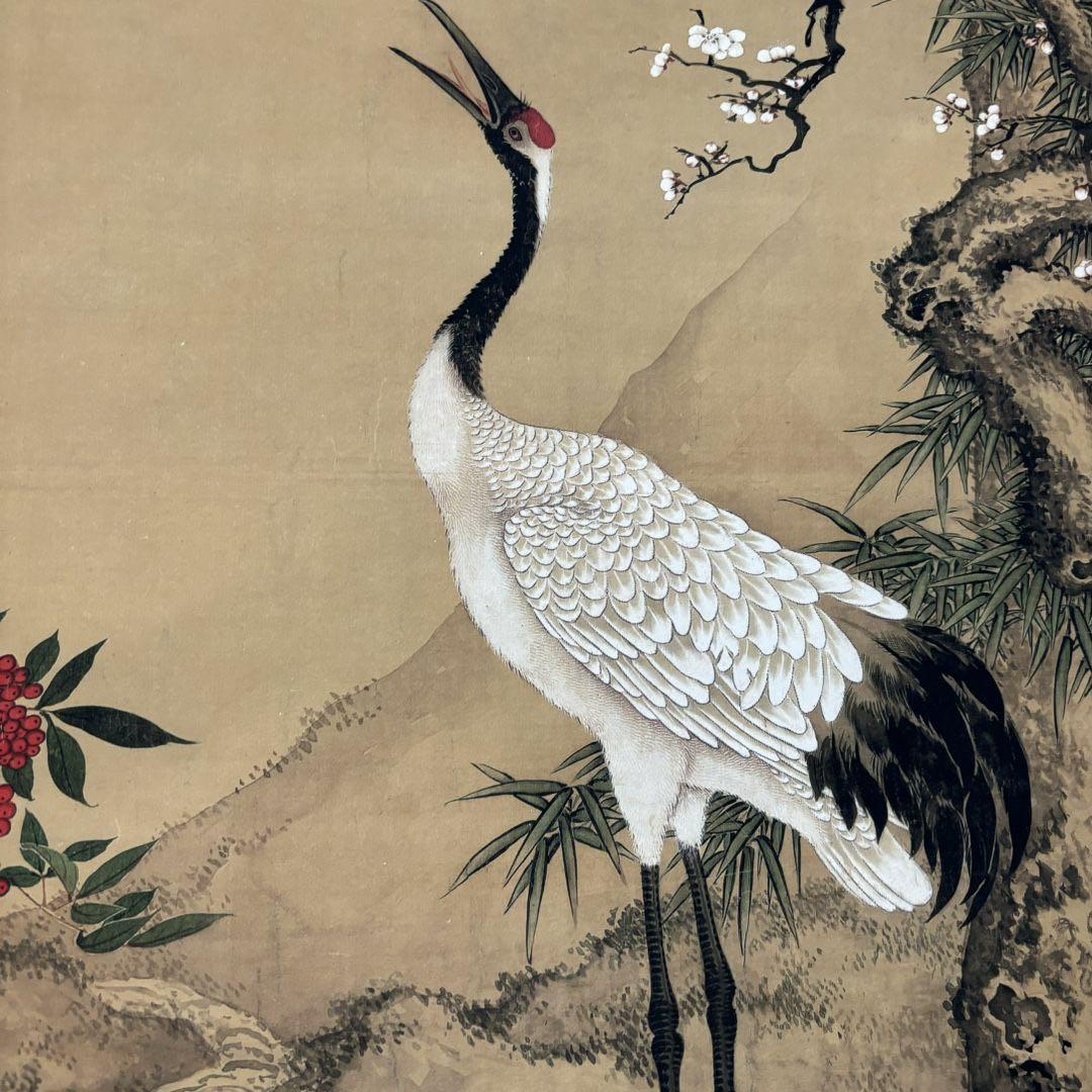 【特価】沈铨 松梅双鶴 掛け軸 中堂｜中国花鳥画｜新中式・開運インテリア