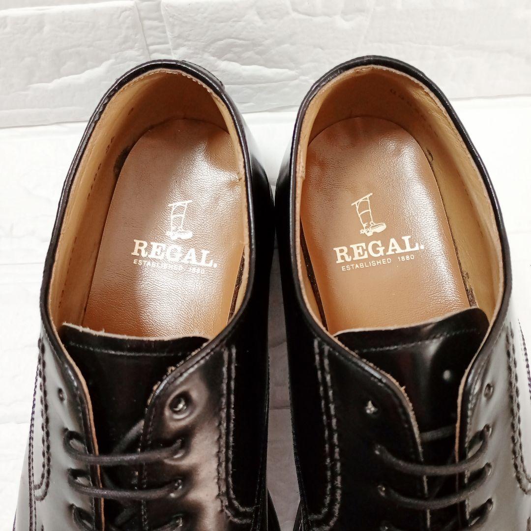 REGAL プレーントゥ レザーシューズ ブラック 26 幅広