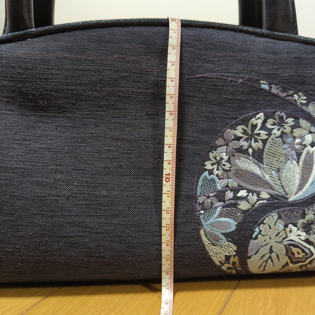 ★じゅりりん＞❁⃘*.゜和装用バッグ ダークグレー 花柄刺繍❁⃘*.゜