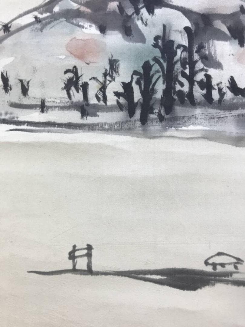 真作/永坂石タイ/山水画賛/湖畔図/嫁洲詩画/山水図/掛軸/名家伝来AH-569