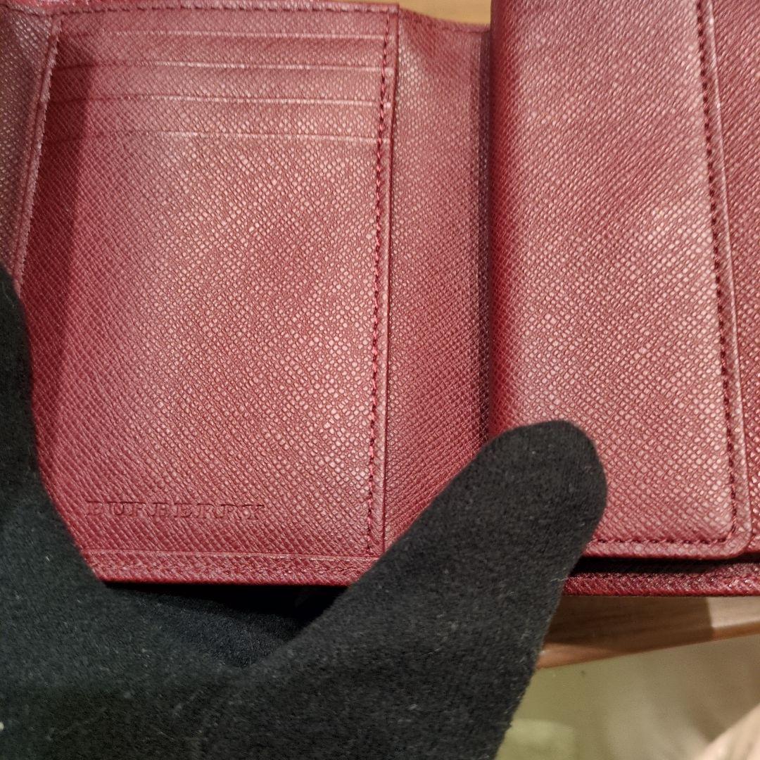 美品BURBERRY LONDON 折り財布　ノバチェック　ワインレッド