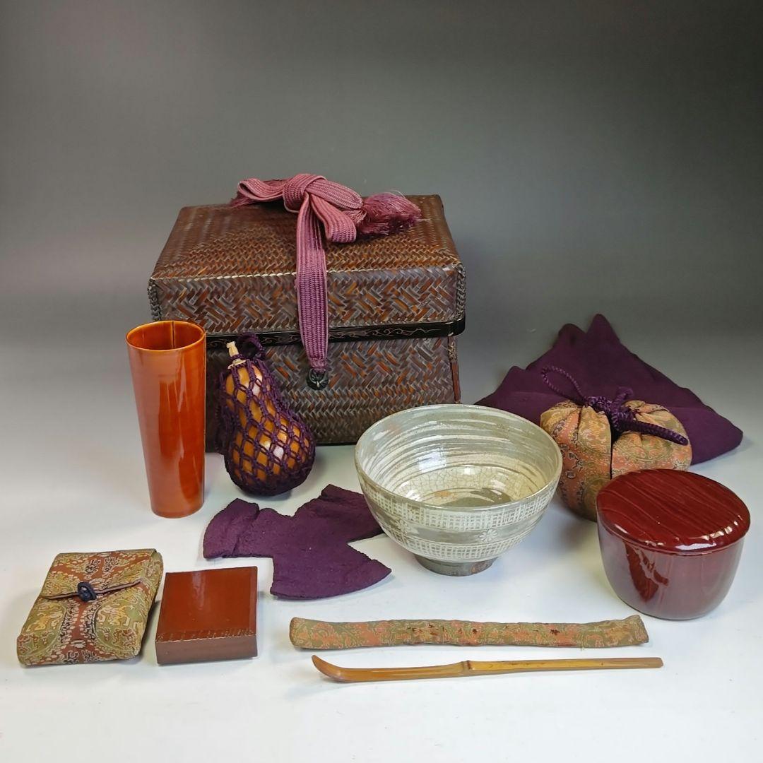 イ834 茶籠『御所籠一式　野点道具』茶篭　茶道具　網代籠