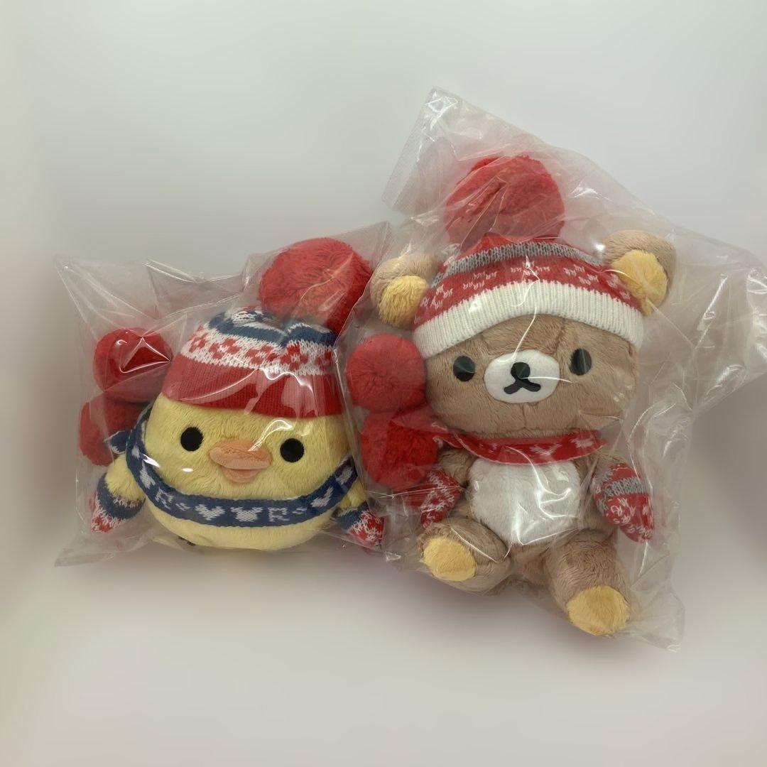 リラックマとキイロイトリ　ハートのニットぬいぐるみ　あつめてぬいぐるみ