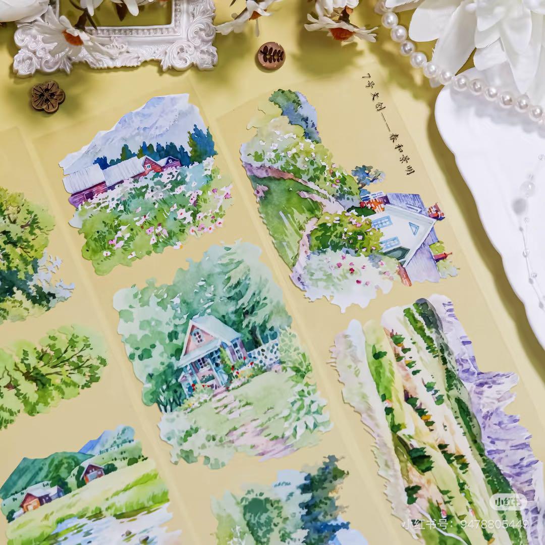 【8572】海外　マステ　5m巻売り　PETマスキングテープ　春景色