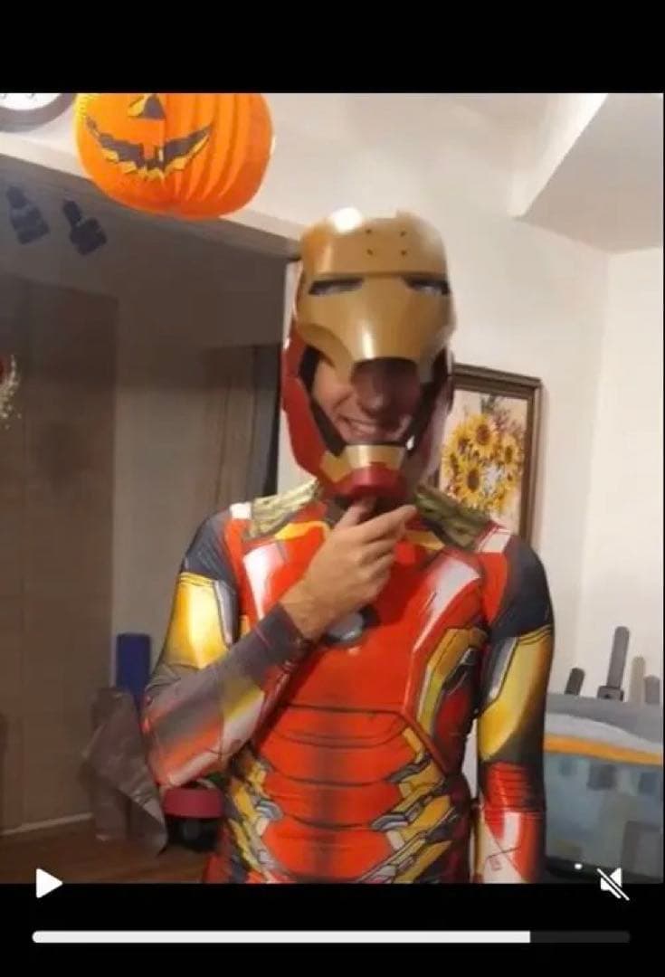 アイアンマン コスプレ フルボディスーツ LEDヘルメット付き