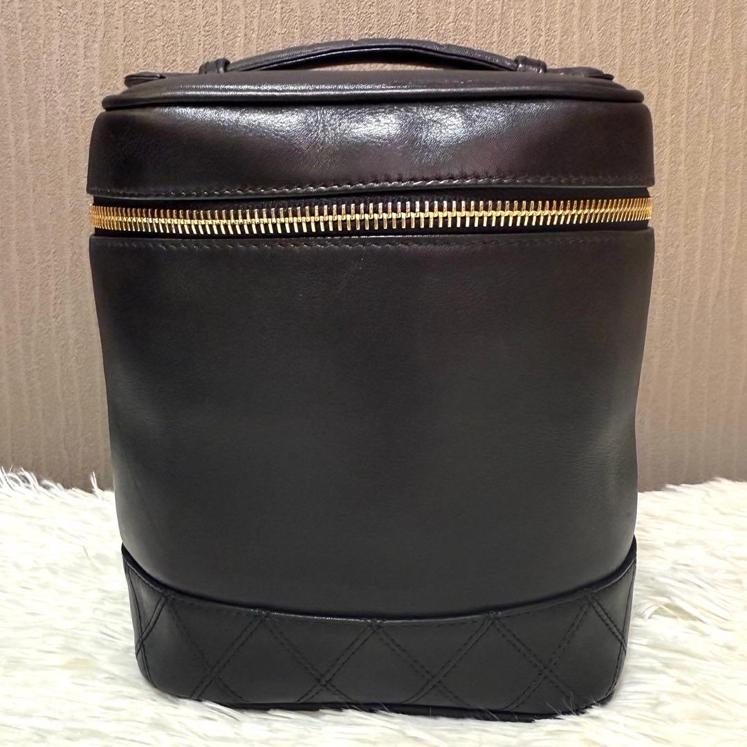 シャネル バニティバッグ ピコローレ ブラック レザー 化粧ポーチ