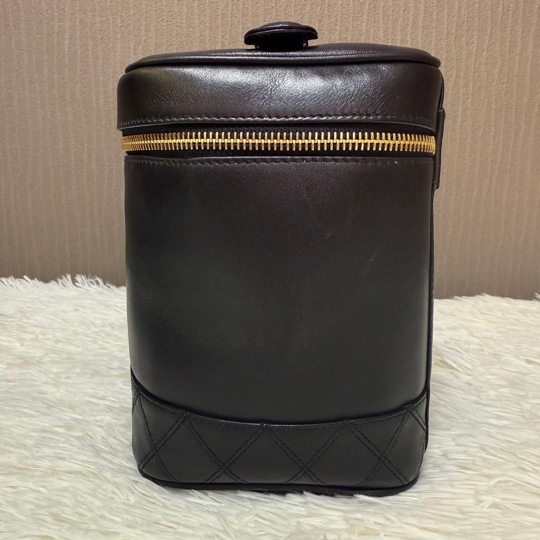 シャネル バニティバッグ ピコローレ ブラック レザー 化粧ポーチ