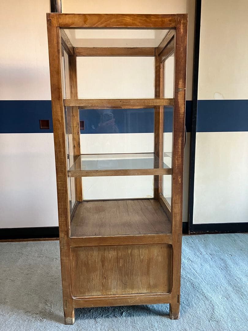 レトロ商品　木製ガラスケース　商品ケース3段