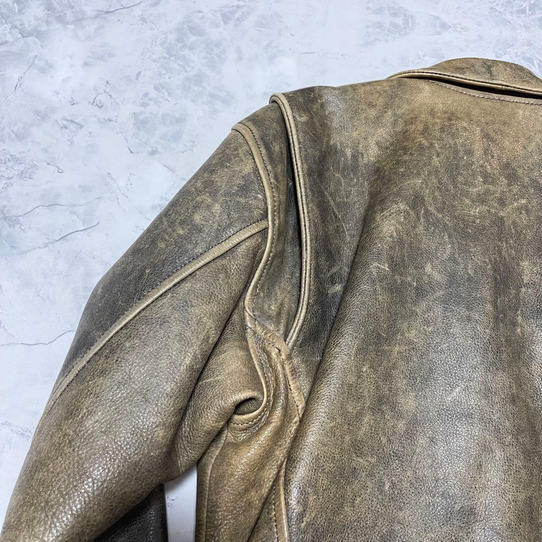 vintage レザー シングルライダース　ジャケット 肉厚 本革 M
