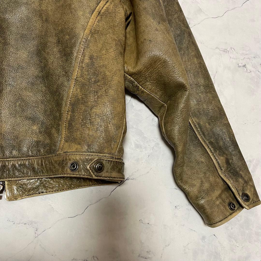 vintage レザー シングルライダース　ジャケット 肉厚 本革 M