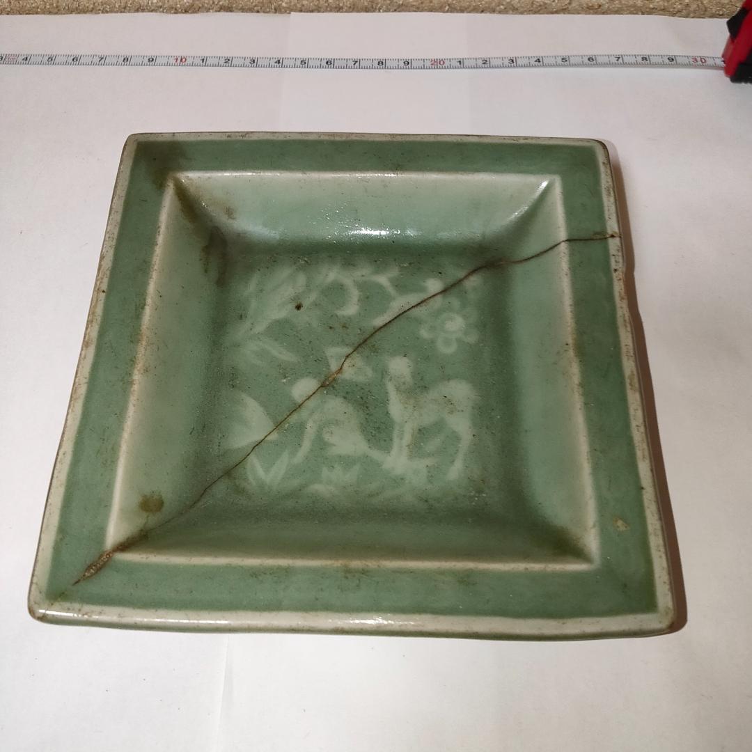 角皿　小皿　長方皿　四角皿　色絵　アンティーク　骨董　工芸品　割れ修復