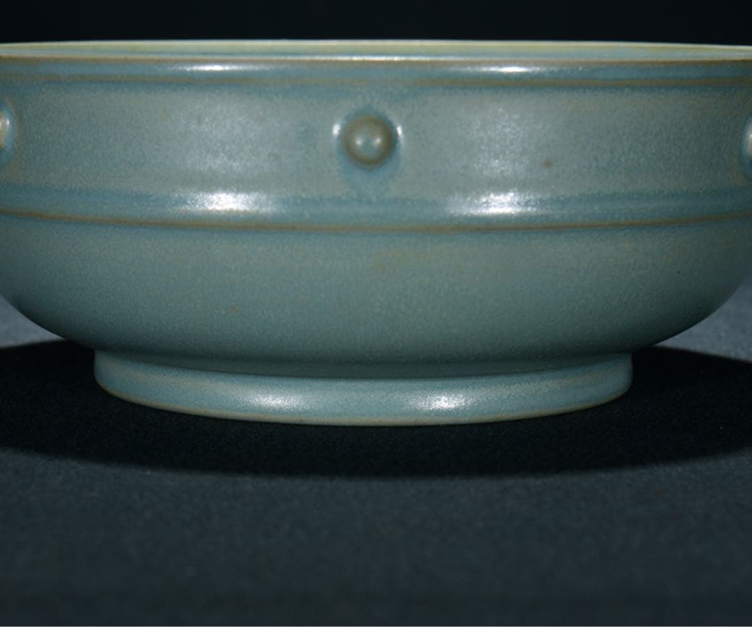 旧蔵　宋・汝窑　天青釉 鼓钉水洗