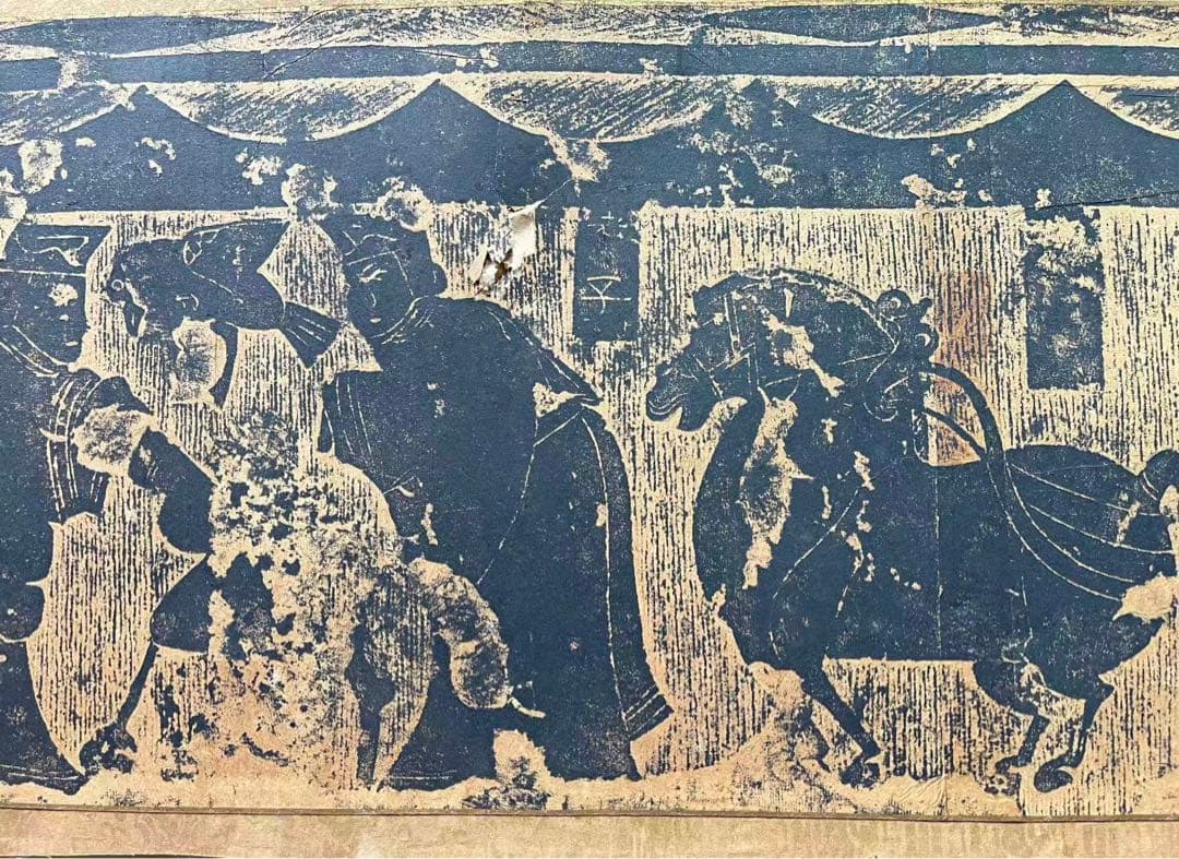 古い中国拓本　孔子見老子　161x31cm