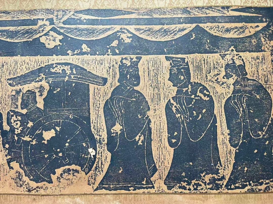 古い中国拓本　孔子見老子　161x31cm