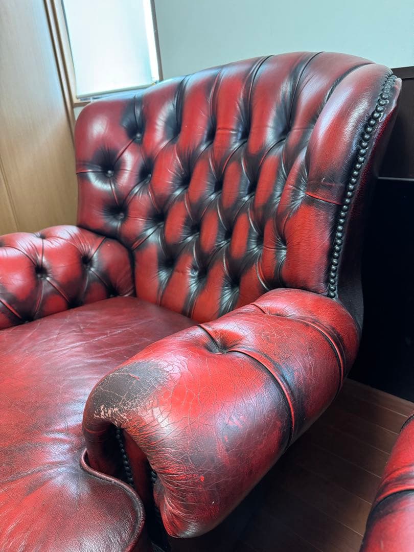 英国チェスターフィールドソファ　本革一人掛け