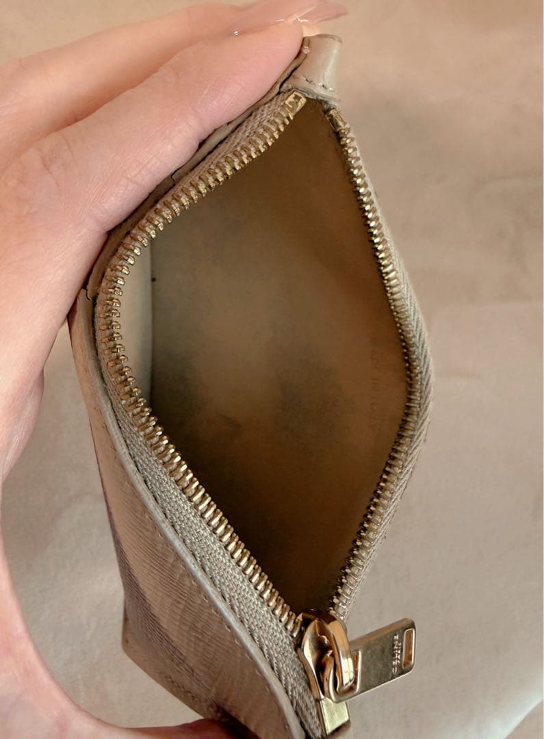 CELINE ベージュ レザー カードケース/ケース