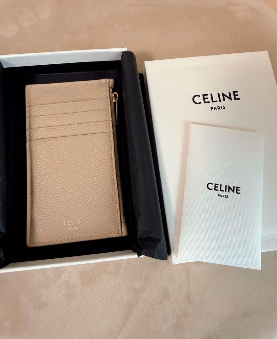 CELINE ベージュ レザー カードケース/ケース