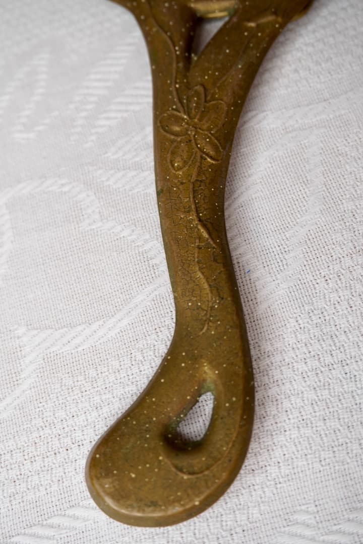 フランス ブロカント 真鍮製 手鏡