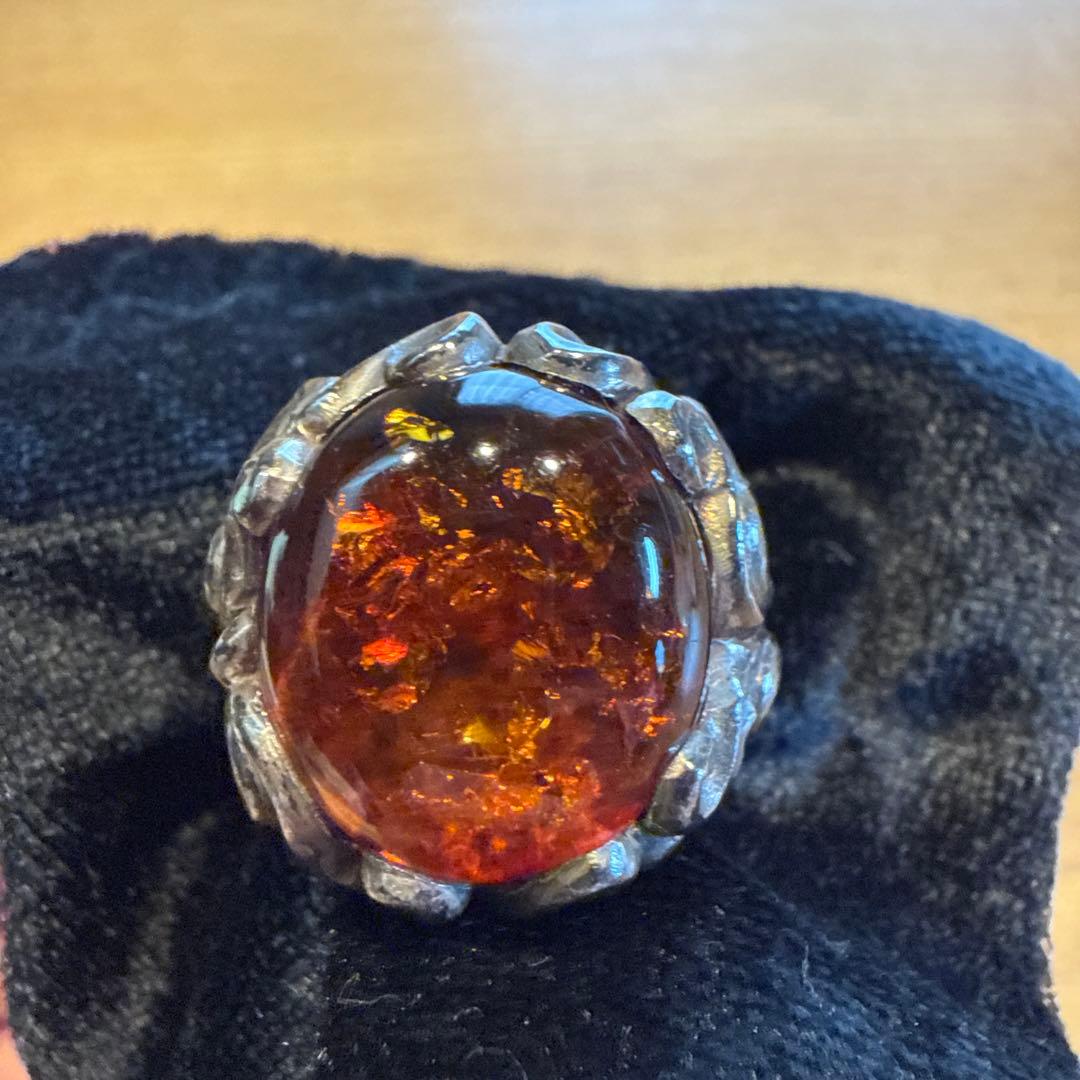 ビザール　琥珀シルバーリング
