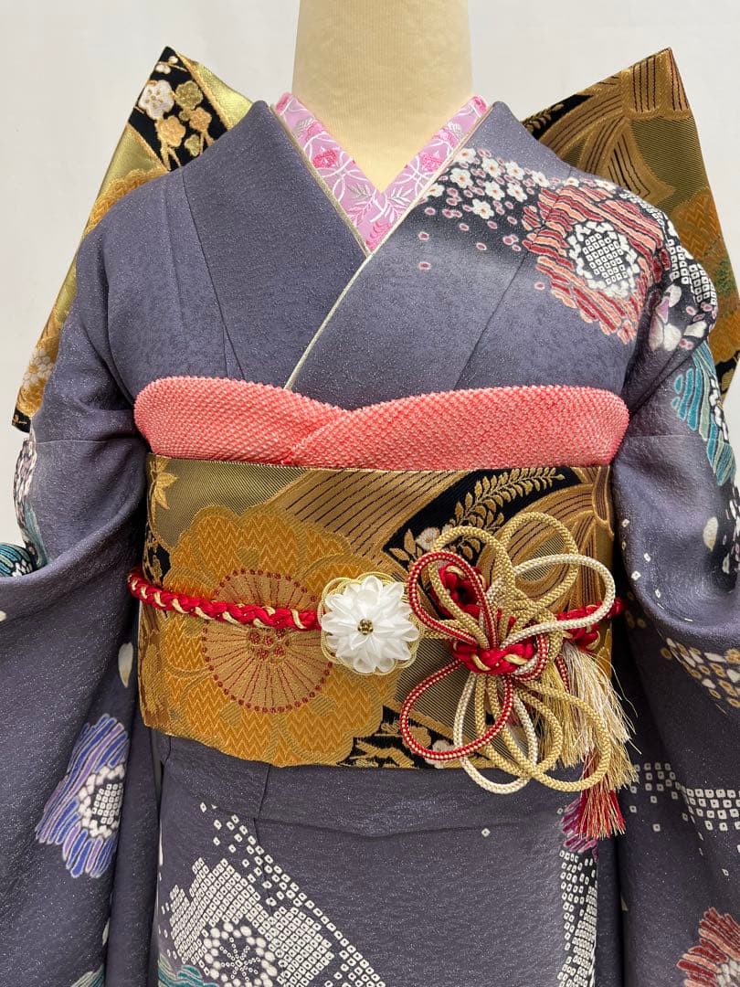 振り袖　フルセット　別誂長襦袢　成人式　金彩加工　銀通し　ますいわ屋扱い　597