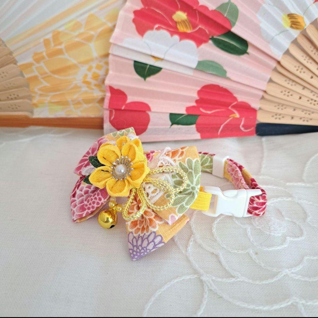 はいど。プロフ必読、お願いいたします。、つまみ細工わんちゃん猫ちゃん用首輪