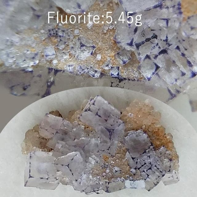 5.45g　縁取りフローライト　キューブタイプ　鉱物標本　フローライト