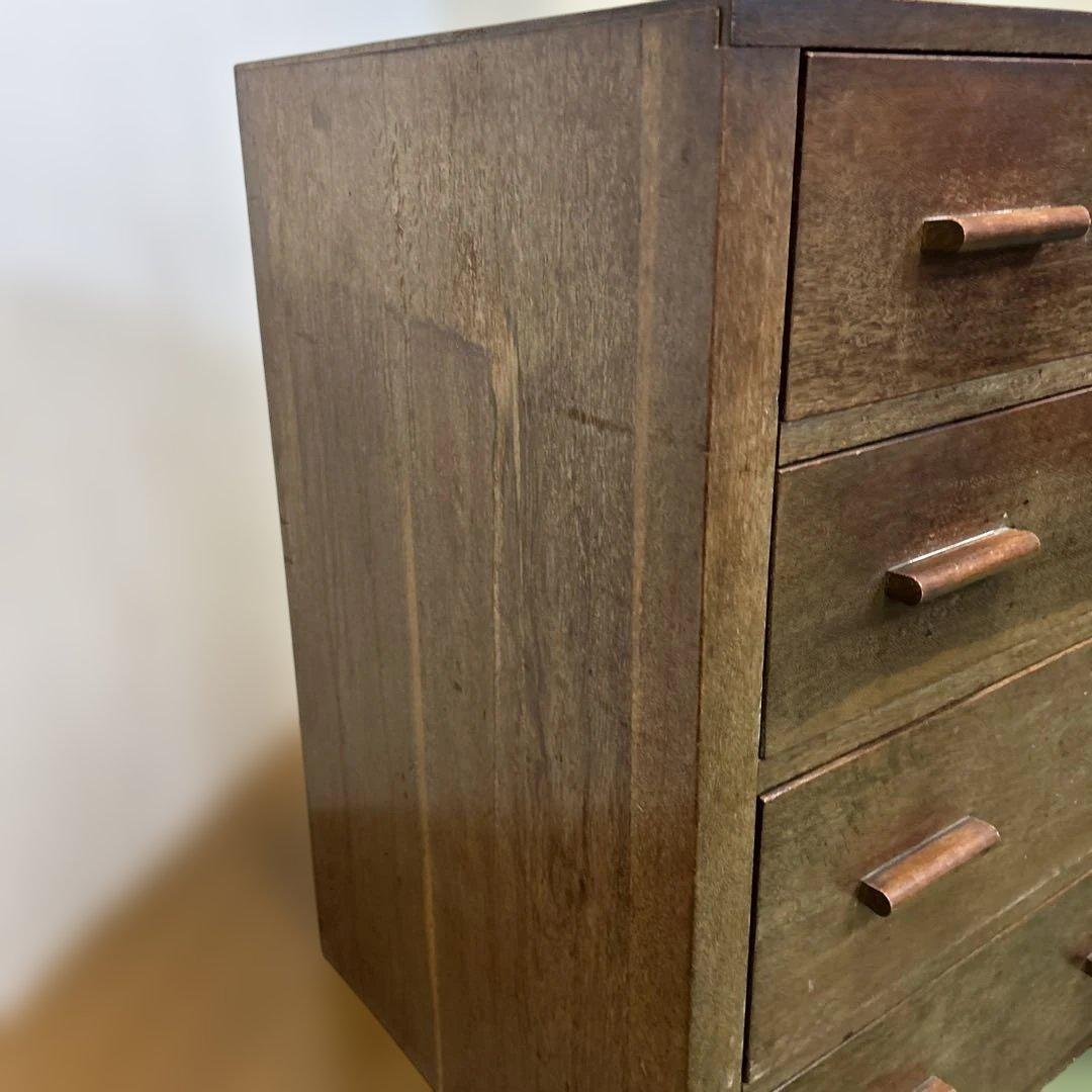 ヴィンテージ　ブラウン木製タンス 5引き出し