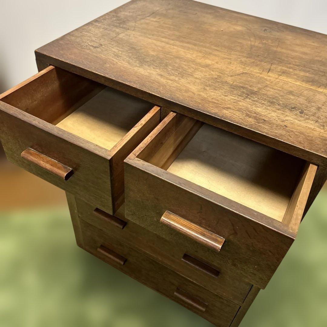 ヴィンテージ　ブラウン木製タンス 5引き出し