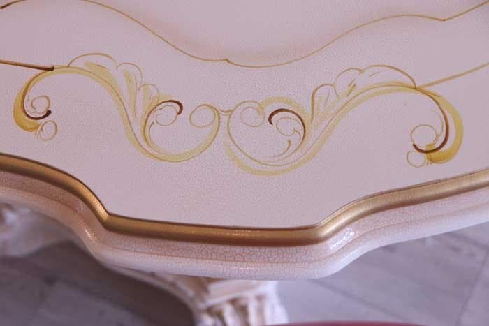 専用 ダイニング5点セット 120cm ロココ 本革 猫脚 テーブルセット