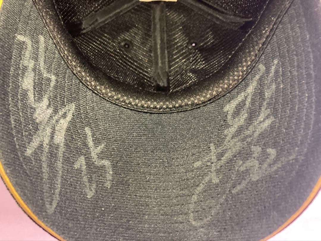 【実使用】ミズノプロ 阪神タイガース キャップ 帽子 新井選手 サイン入 32