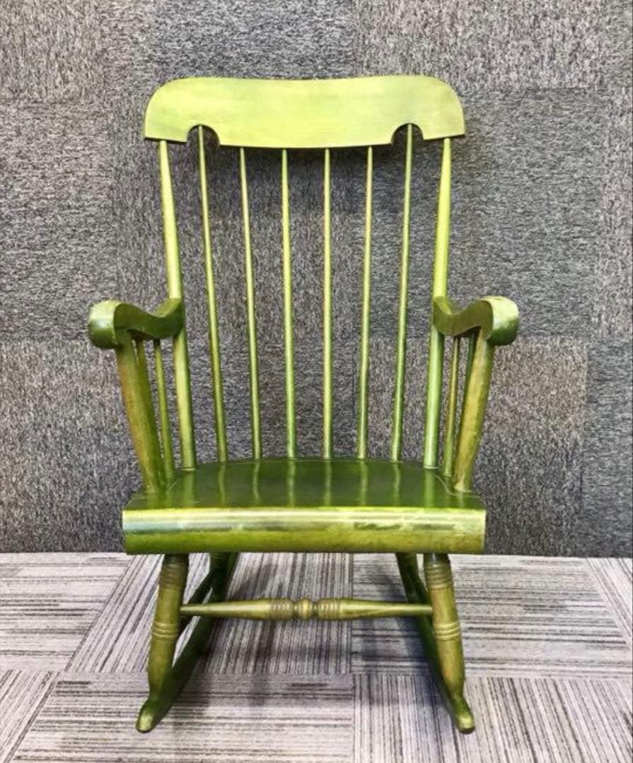 【Vintage】飛騨産業 キツツキマーク ロッキングチェア グリーン 送料込み