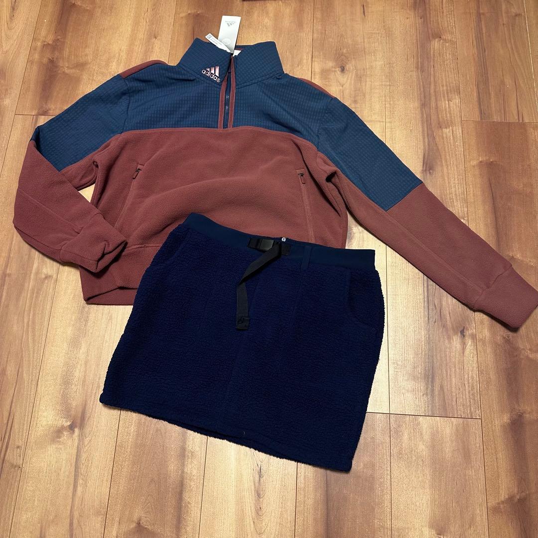 フリース　長袖　クロップド丈　ボアスカート　サイズL セットアップ　秋冬　温かい