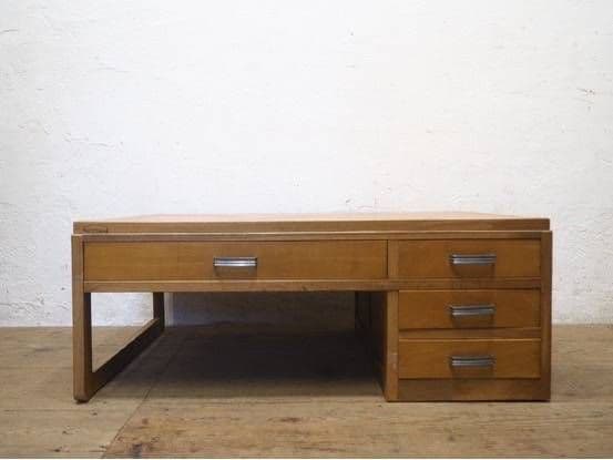 1141 ヴィンテージ　ロータイプの片袖机　文机　展示台　テーブル　レトロ　抽斗