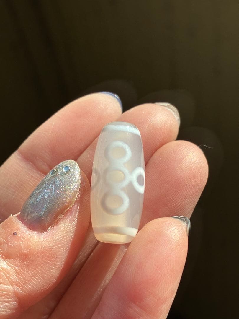 高品質✨艶とクリア感あり　老玉髄　天然白天珠　閃電五眼天珠✨